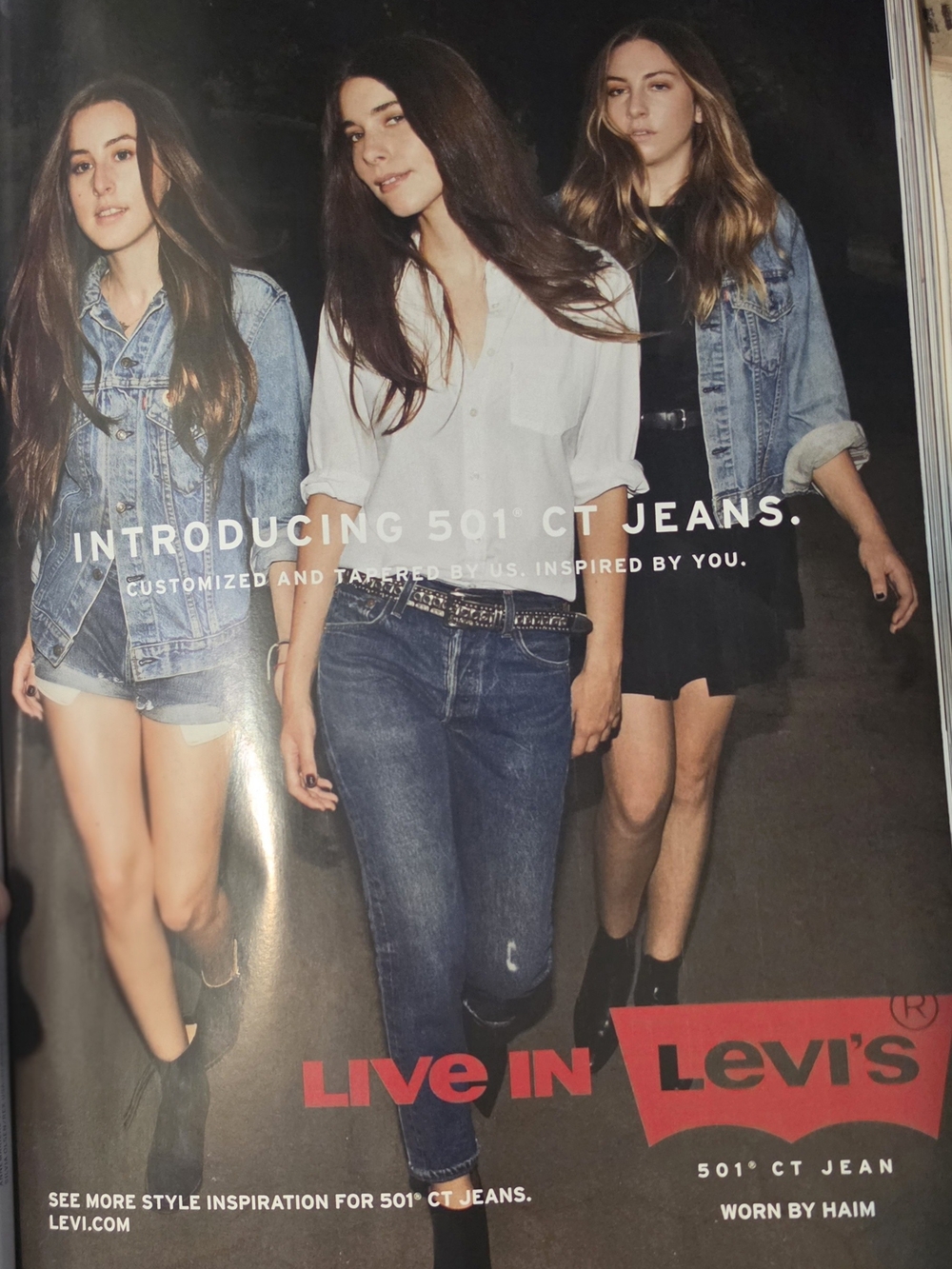 Levi's Women's Straight Leg 501 CT Jeans - Medium Blue Denim Print Ad Sz 8"×10"